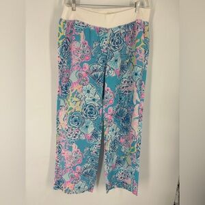 Lilly Pulitzer Bali Blue Once Upon A Tide Linen Palazzo Pants Size XL